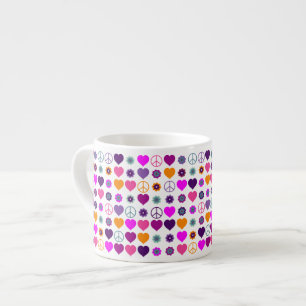 Flower Power Heart Peace Pattern + your backgr. Espresso Cup