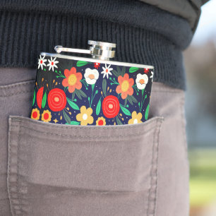 flower power hip flask