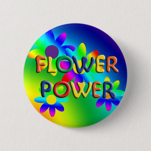 Flower Power Hippie Button