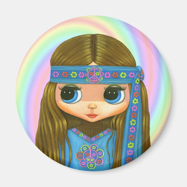 Flower Power Hippie Doll Magnet (Front)