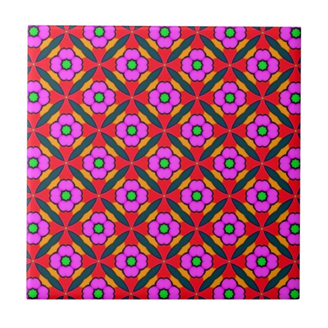 Flower Power in Pink Design Tile (Front)