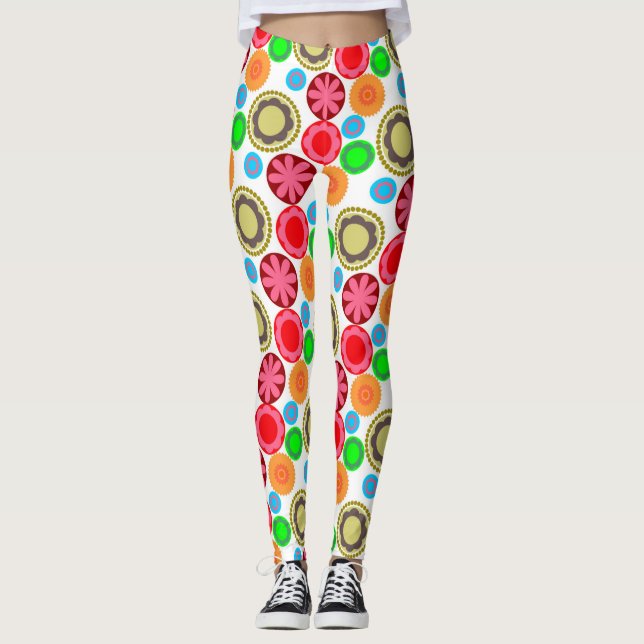 Flower Power in Rows 002 Leggings (Front)