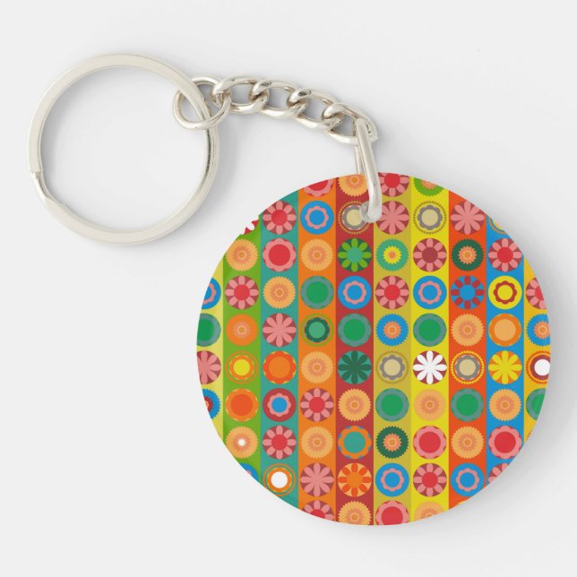 Flower Power in Rows Key Ring (Front)