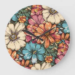 Flower Power Large Clock