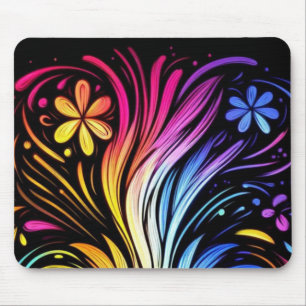 Flower Power on a 1970s Style Desktop Computer Mouse Pad