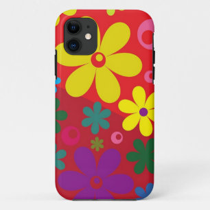 Flower Power on Red Case-Mate iPhone Case