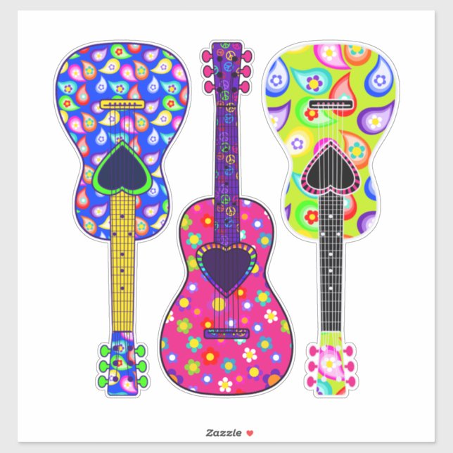 Flower Power | Painted Guitars | Boho Hippie (Sheet)