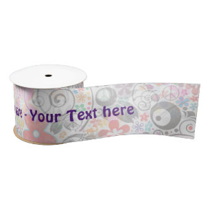 Flower Power Pattern I + your ideas & text Satin Ribbon
