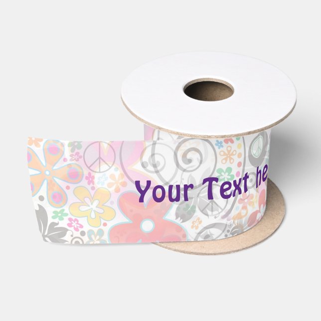 Flower Power Pattern I + your ideas & text Satin Ribbon (Spool)