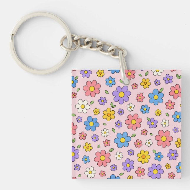 Flower Power Pattern Key Ring (Front)