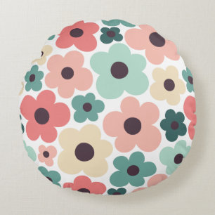 Flower Power Pattern Round Cushion