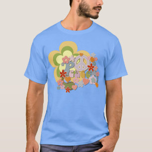 Flower Power Peace and Love Retro Design T-Shirt