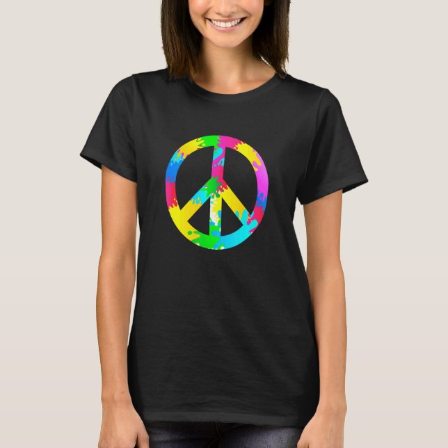 Flower Power Peace Hippie Love 60s 70s Costume Ret T-Shirt (Front)