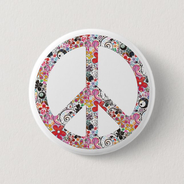 Flower Power Peace I 6 Cm Round Badge (Front)