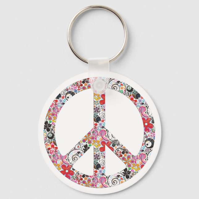 Flower Power Peace I Key Ring (Front)