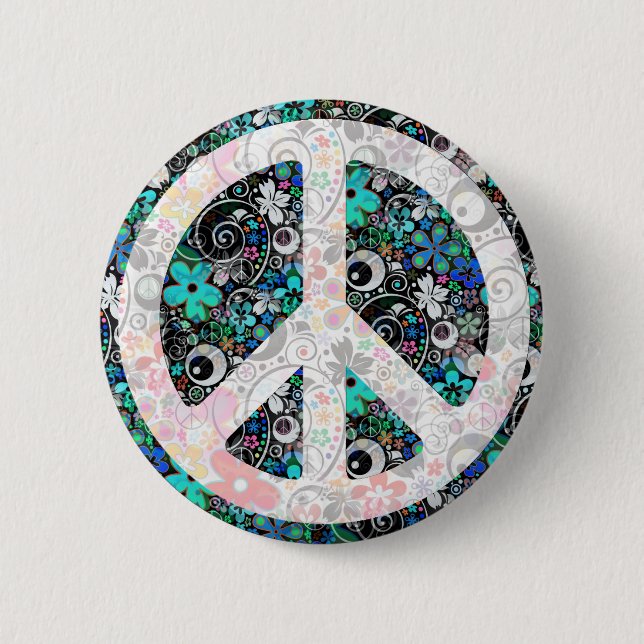 Flower Power Peace II | light 6 Cm Round Badge (Front)