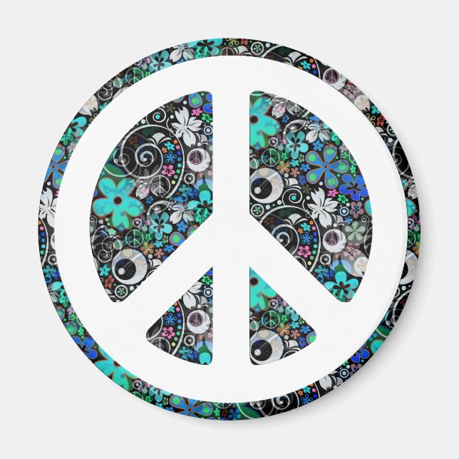 Flower Power Peace II Magnet (Front)