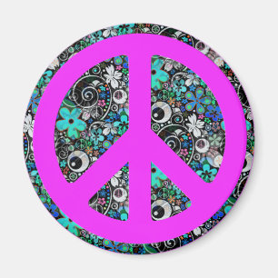 Flower Power Peace II   pink Magnet