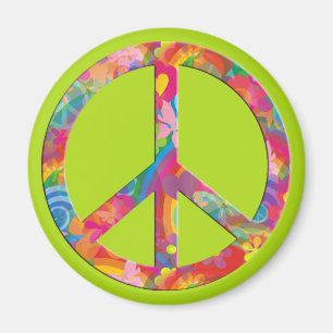 Flower Power Peace   lightgreen Magnet