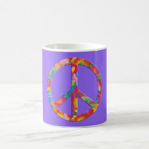 Flower Power Peace lila Coffee Mug