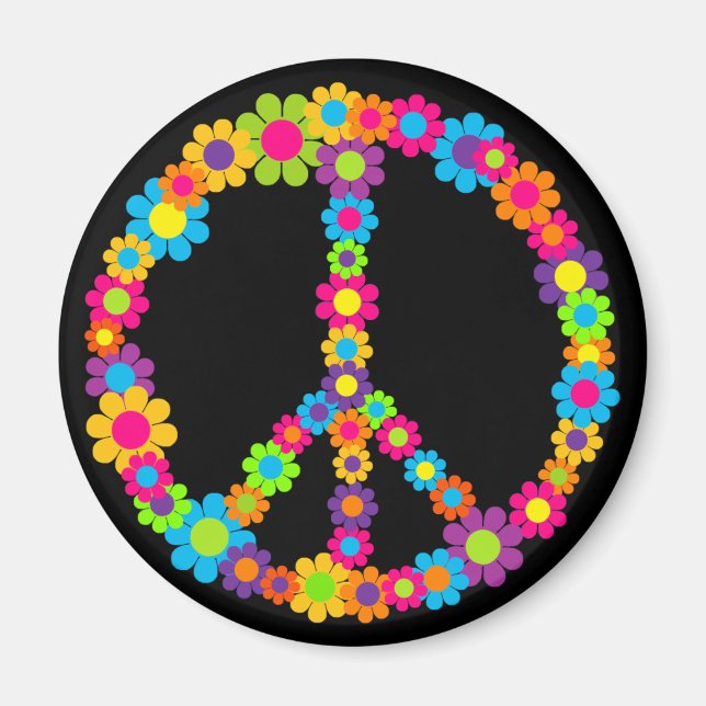 Flower Power Peace Magnet (Front)