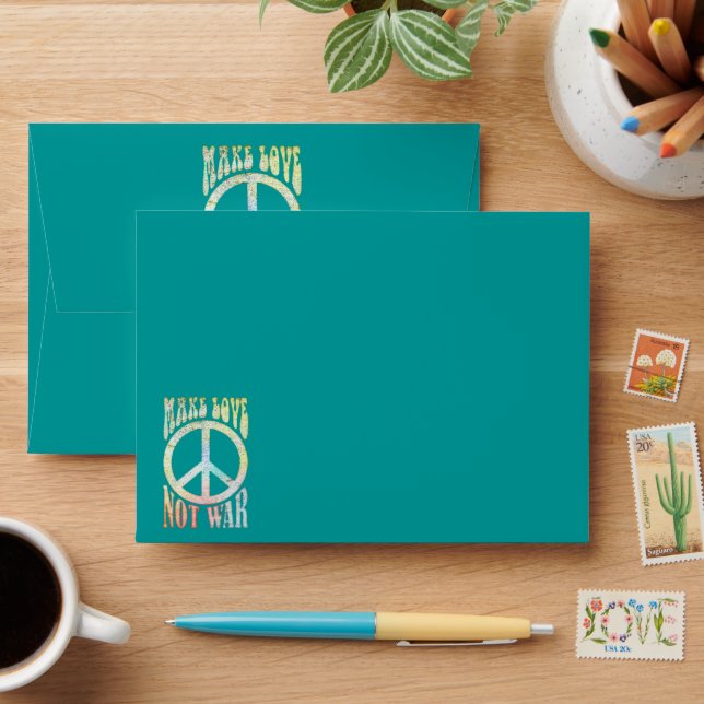 Flower Power Peace - Make Love Not War 1 Envelope (Desk)