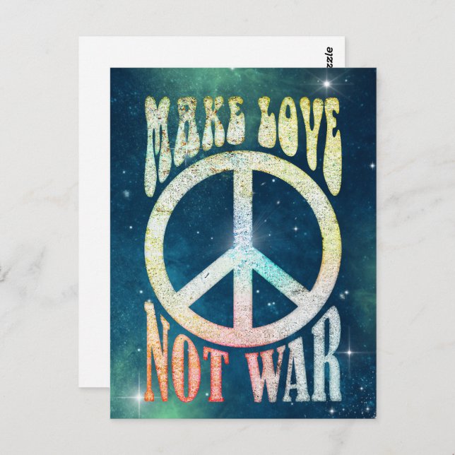 Flower Power Peace - Make Love Not War 1 Postcard (Front/Back)