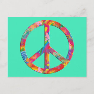Flower Power Peace mint Postcard