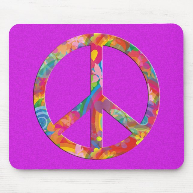 Flower Power Peace | pink splatter Mouse Pad (Front)