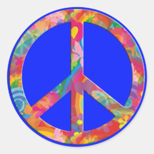 Flower Power Peace royal Classic Round Sticker