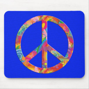 Flower Power Peace   royal splatter Mouse Pad