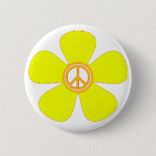 Flower Power Peace Sign 6 Cm Round Badge