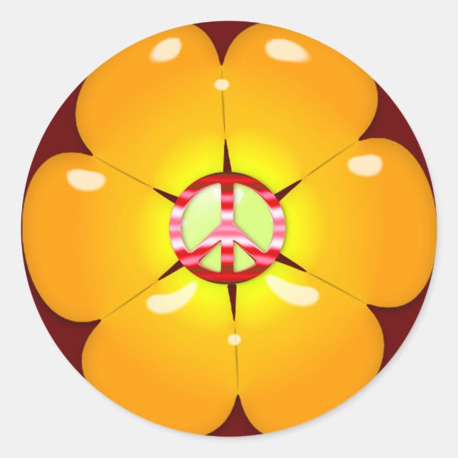 Flower Power Peace Sign Classic Round Sticker (Front)