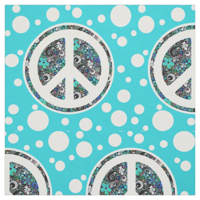 Flower Power Peace sign II + your backgr. & ideas Fabric (Swatch)