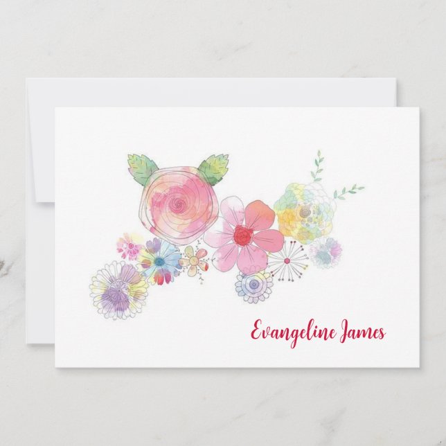 Flower Power Personalised Note Card    (Front)