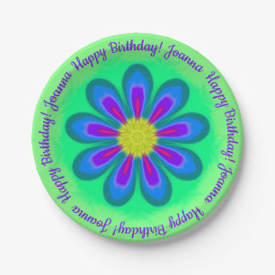 Flower Power Pistachio Paper Plate