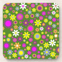 Flower Power Plastic Coaster