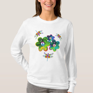 Flower Power Psychedelic Dragonfly T-Shirt