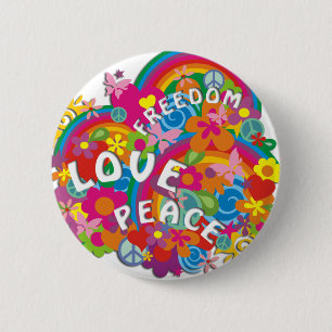 Flower Power Rainbow 6 Cm Round Badge