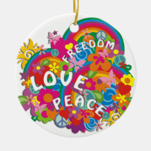 Flower Power Rainbow Ceramic Tree Decoration