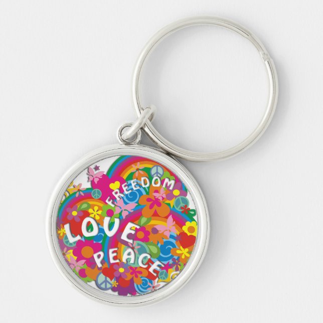 Flower Power Rainbow Key Ring (Front)