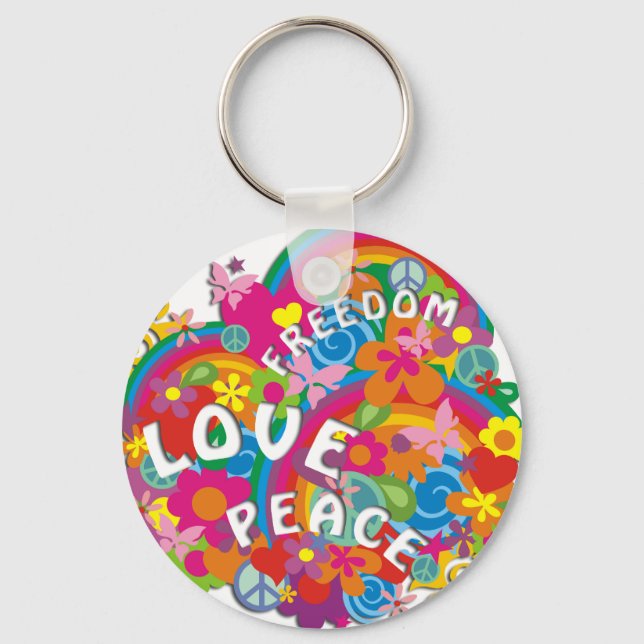 Flower Power Rainbow Key Ring (Front)