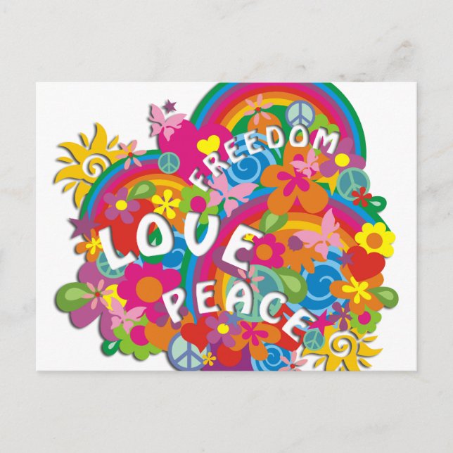 Flower Power Rainbow Postcard (Front)