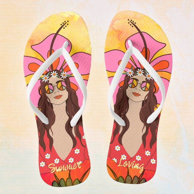 Flower Power Retro Hippie Boho 60th Jandals (Flower Power Retro Hippie Boho 60th Flip Flops ©Susanne Sachers - Sunny Mind 🌞)