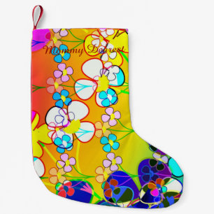 Flower Power Retro Pansies Small Christmas Stocking