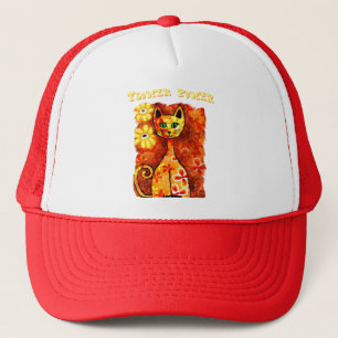 Flower Power Retro Whimsical Cat Personalised Trucker Hat