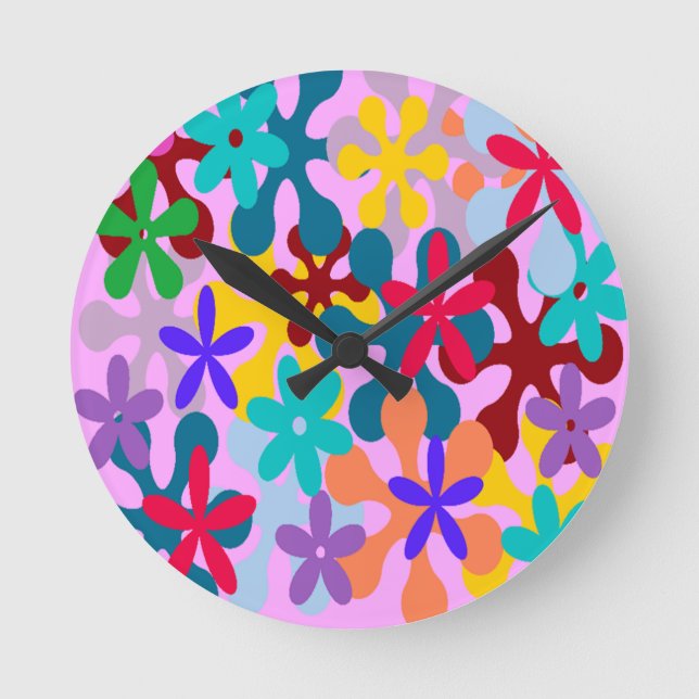 Flower Power Round Clock (Front)