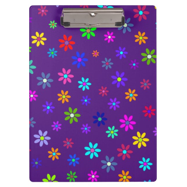Flower Power Shower - coloured pattern 1 Clipboard (Front)
