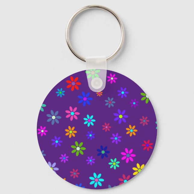 Flower Power Shower - coloured pattern 1 Key Ring (Front)