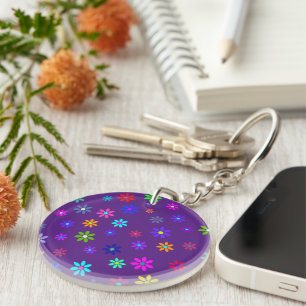 Flower Power Shower - coloured pattern 1 Key Ring
